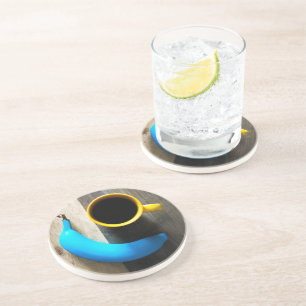Turquise Banana och Gult Coffee Mugg - Pop Art Underlägg