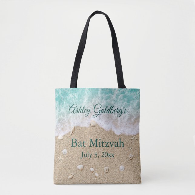 Turquise Beach Vågar Bat mitzvah Tote Bag Tygkasse (Framsida)