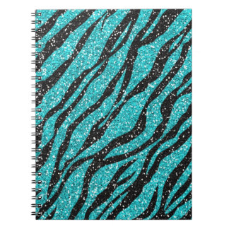 Turquise Black Glitter Zebra tryck Spiral Anteckningsbok Med Spiral