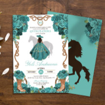 Turquise Blommigt Charro Vestidos Quinceanera