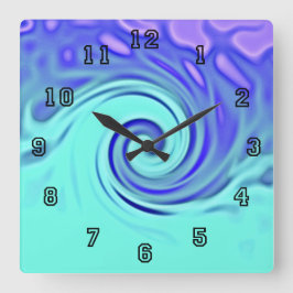Turquise Blue Abstrakt Wave Art Fyrkantig Klocka