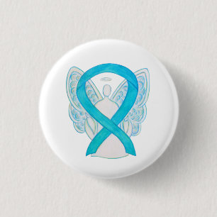 Turquise Blue Angel Awareness Ribbon Pin Knapp
