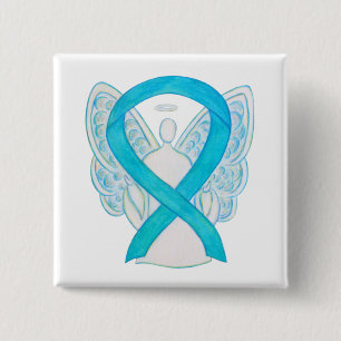 Turquise Blue Angel Awareness Ribbon Pin Knapp