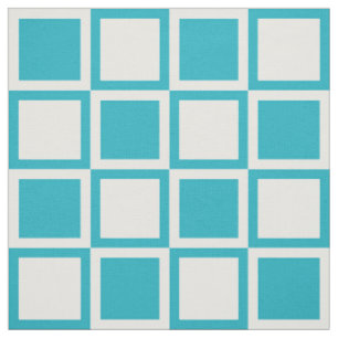 Turquise Blue Bold Mod Squares ~ stor  Tyg