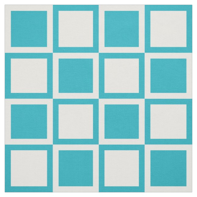 Turquise Blue Bold Mod Squares ~ stor  Tyg (Provkarta)