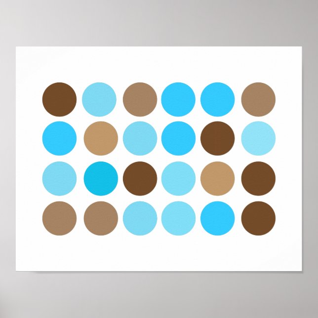 Turquise Blue & Brown Dots Modern Mönster Poster (Framsidan)