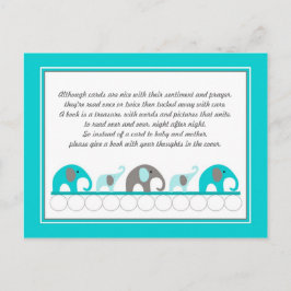 Turquise blue Elephants Insert Bok Baby Shower Inbjudan Vykort
