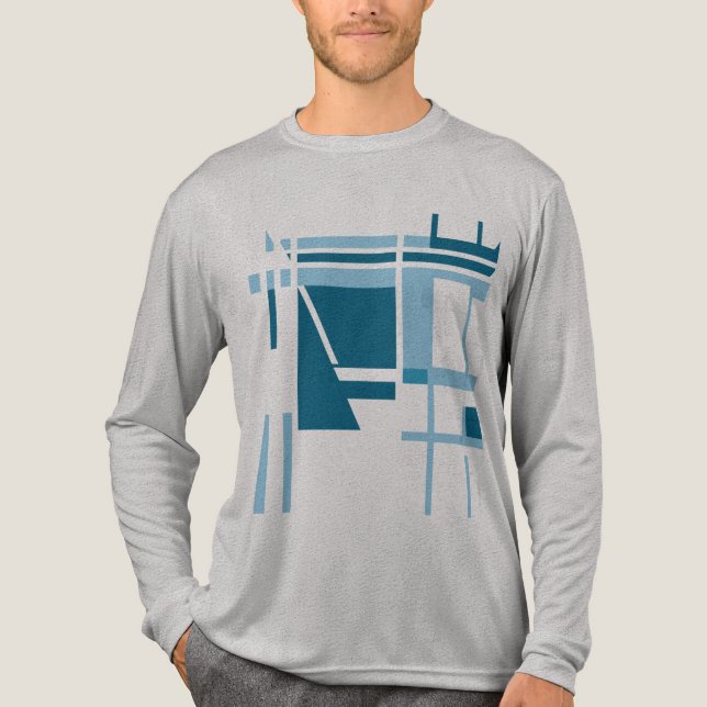 Turquise Blue Geometric Abstrakt MCM-inspirerad T Shirt (Framsida)