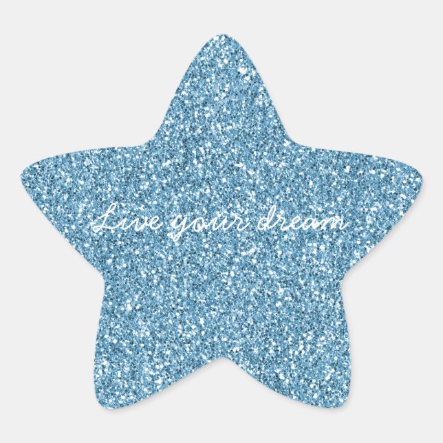 Turquise Blue Glitter Stjärnformat Klistermärke (Framsida)