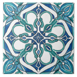 Turquise Blue Grönt Mediterranean Azulejo Kakelplatta
