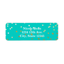 Turquise Blue & Guld Shiny Confetti Dots Modern