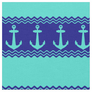Turquise Blue Nautical Anchor Coastal Rand Tyg