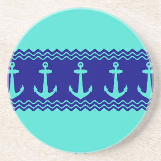 Turquise Blue Nautical Anchor Coastal Rand Underlägg