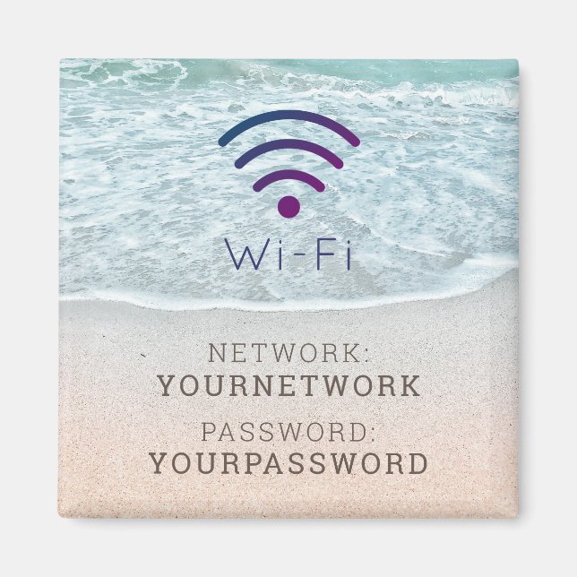 Turquise Blue Ocean Beach Wi-Fi-tecken Magnet (Framsidan)