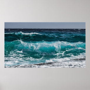 Turquise Blue Ocean Vågar Poster