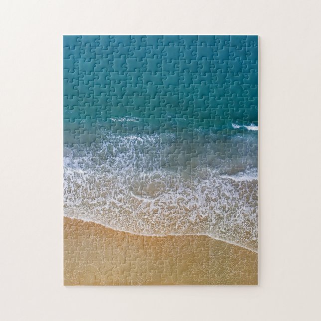 Turquise Blue Ocean Wave Sandy Beach Pussel (Vertikal)