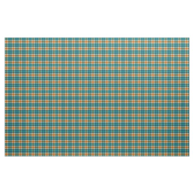 Turquise Blue och Gult Guld Tartan Play Tyg (Fat Quarter)