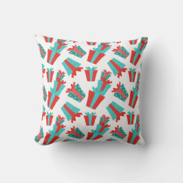 Turquise Blue och Red Julklapp Pillow Kudde