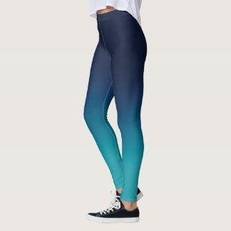 Turquise Blue Ombre-Elegant Gradient Leggings