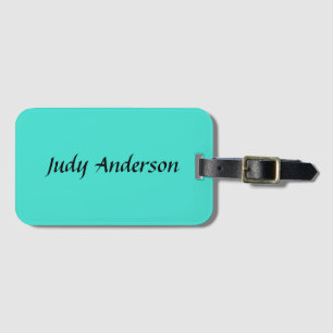 Turquise Blue Professionell Modern Elegant Namn Bagagebricka
