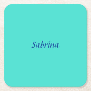 Turquise Blue Professionell Modern Elegant Namn Underlägg Papper Kvadrat