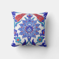 Turquise Blue Red Ancient Turkiska Blommigten Tile