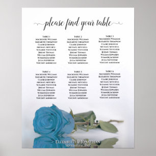 Turquise Blue Ro 6 Bord Bröllop Sittdiagram Poster