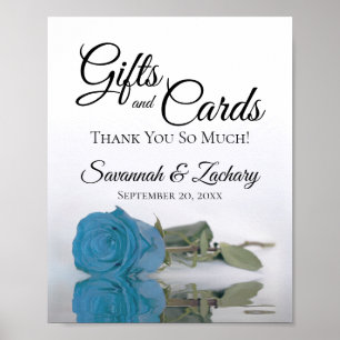 Turquise Blue Ro Gifts & Cards Bröllop-tecken Poster