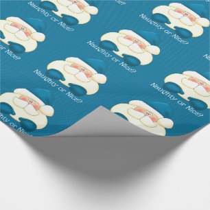 Turquise Blue Santa Naughty eller Nice Helgdag Presentpapper