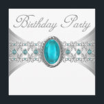 Turquise Blue Silver Födelsedagsfest inbjudan<br><div class="desc">Vacker teal turkos blue och silver jewel turquise födelsedagsfest inbjudan. Den här eleganten kan enkelt anpassas efter party eller händelse. Lägg till informationen längst fram och/eller bakåt genom att helt enkelt välja orangen "Anpassa den!" för att börja lägga till information om din händelse, stil, teckensnitt storlek & färg och text....</div>