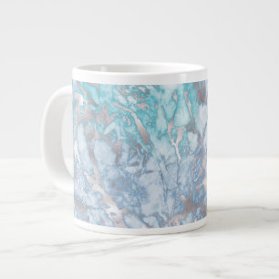 Turquise Blue Silver Marble Jumbo Mugg
