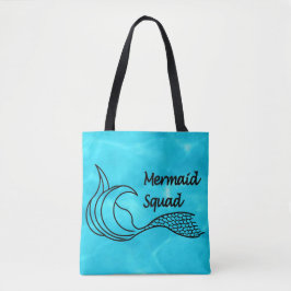Turquise blue Sjöjungfru Square tote bag Tygkasse