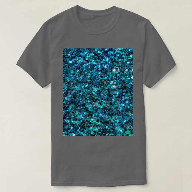 Turquise Blue Sparkling Sequins T Shirt (Design framsida)