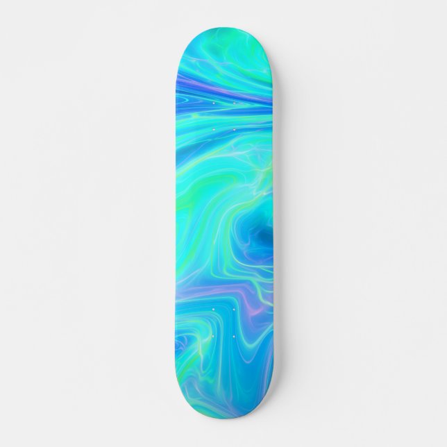 Turquise Blue Tropical Abstrakt Mini Skateboard Bräda 18,5 Cm (Framsida)