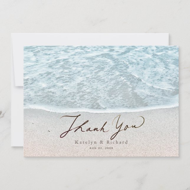Turquise Blue Tropical Ocean Beach Wedding Tack Kort (Framsida)