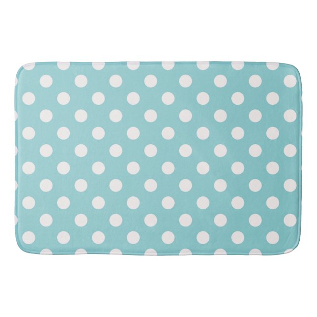 Turquise Blue & White Polka dots Dot Badrumsmatta (Framsidan)