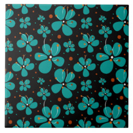 Turquise Butterkoppsblommor Kakelplatta