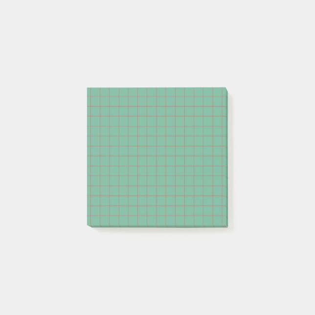Turquise Checkzed Mönster Aesthetic Grid Design Post-it Block (Framsida)