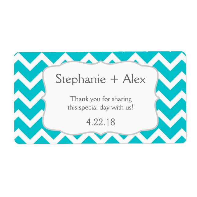 Turquise Chevron Vattenflaska - anpassa den! Fraktsedel (Framsidan)