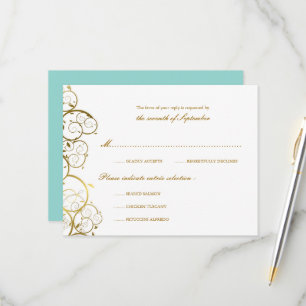 Turquise & Classy Golden Spiral Elegant bröllop OSA Kort