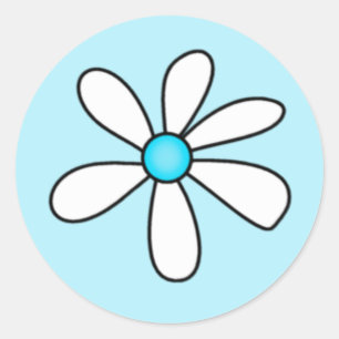 Turquise Daisy Sticker Runt Klistermärke