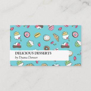 Turquise Dessert Doodles Bageri Visitkort