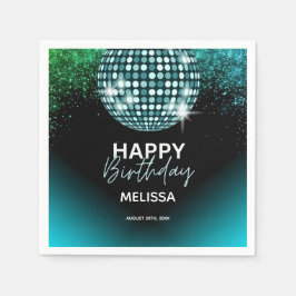 Turquise Disco Glitter Dance Party Birthday Pappersservett