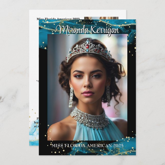 Turquise Dream Skönhetstävling Autograph Card QR-k Spara Datumet (Fram/baksida)