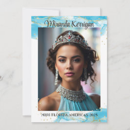 Turquise Dream Skönhetstävling Autograph Card QR-k Spara Datumet