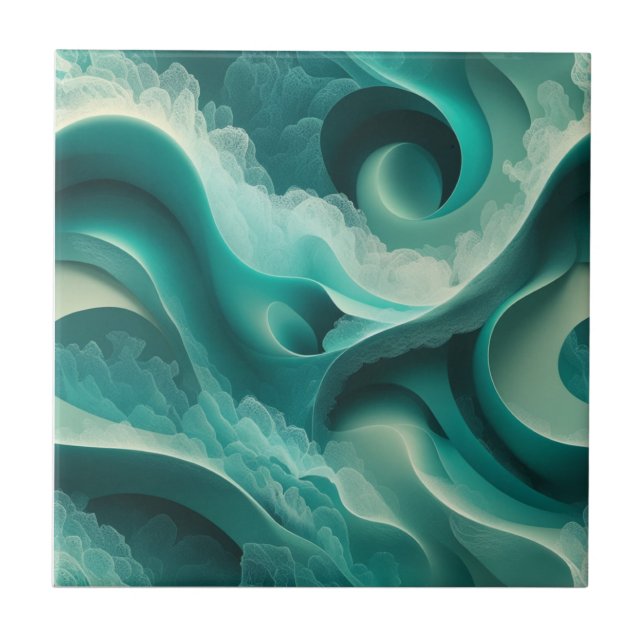 Turquise Dreamscape - Abstrakt Ceramic Tile Kakelplatta (Framsidan)