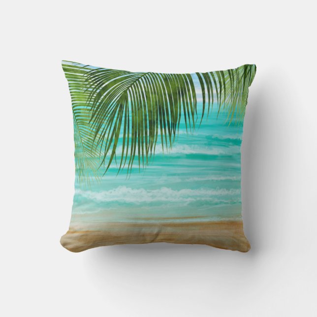 Turquise Emerald Grönt Tropical Beach Handflatan T Kudde (Framsida)