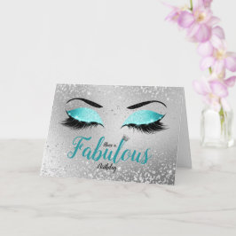 Turquise Fabulous Glitter Öga, normalfödelsedag Kort