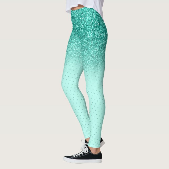 Turquise faux glitter ombre leggings (Vänster)