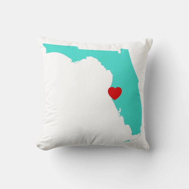 Turquise Florida med Red Heart Kudde (Framsida)